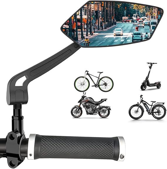 Arkham Bike Mirror, HD BlastResistant Glass Lens Bicycle Mirror, Bike