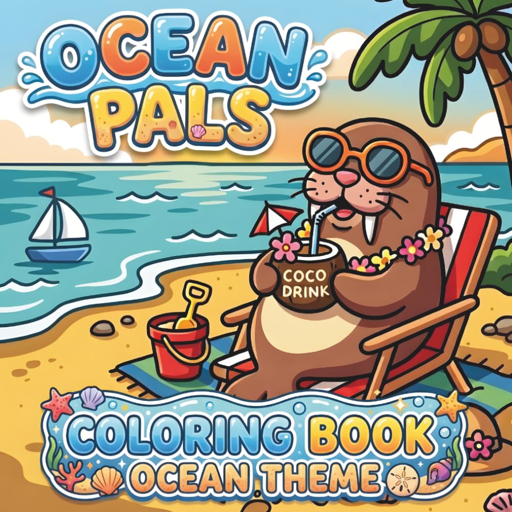 Ocean Pals: Adult Coloring Book Ocean Theme with Bold and Easy Designs Featuring Cute Sea Creatures and Simple Underwater Scenes for Stress Relief (Cozy Pals)