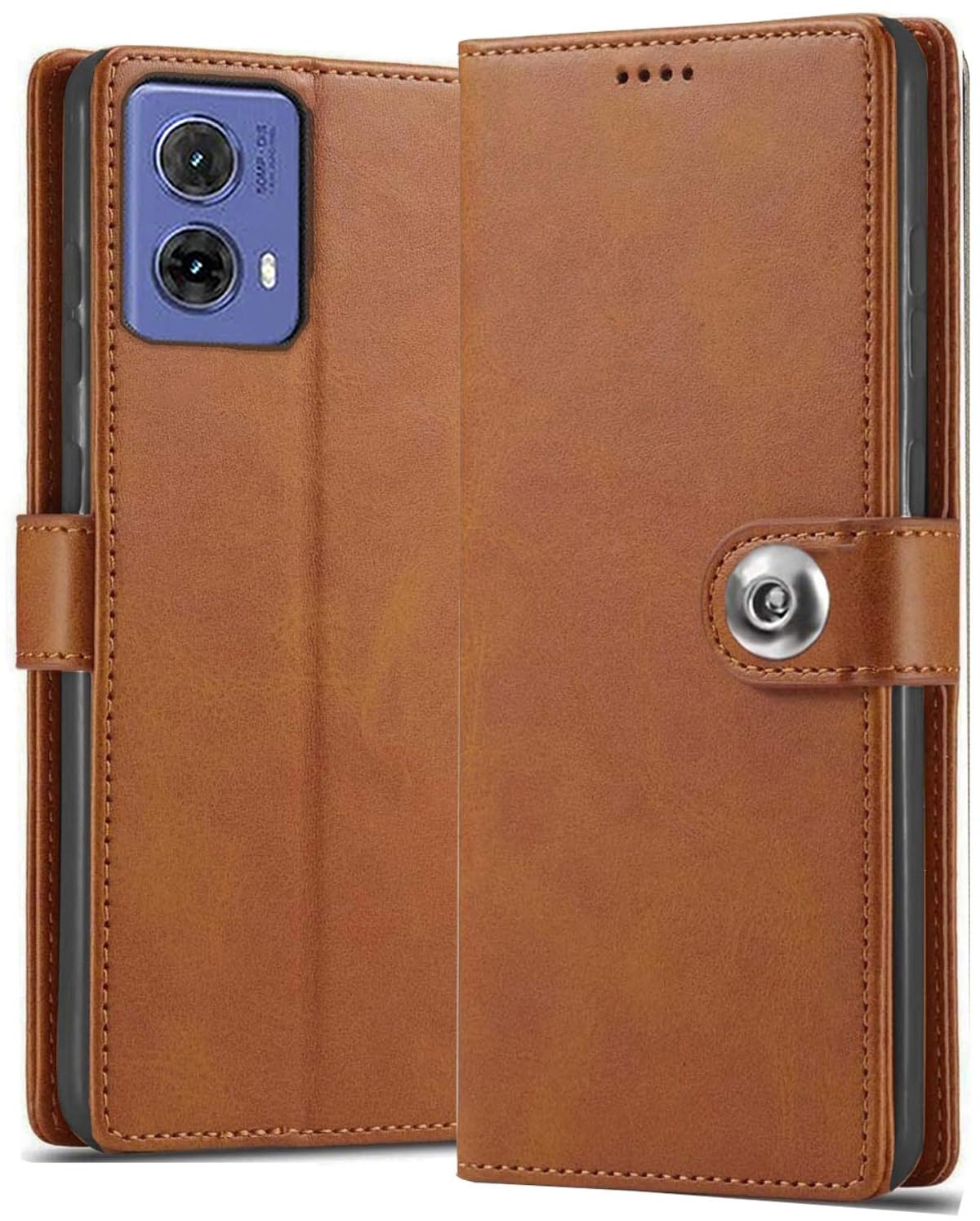 SHINESTAR Ultimate Leather Finish Flip Back Cover for Motorola Moto G85 5G | Inside TPU & Inbuilt Stand | Wallet Style Motorola Moto G85 5G Back Cover Case | Stylish Button Magnetic Closure - Brown (B0D9K9G3YN) Amazon Price History, Amazon Price Tracker