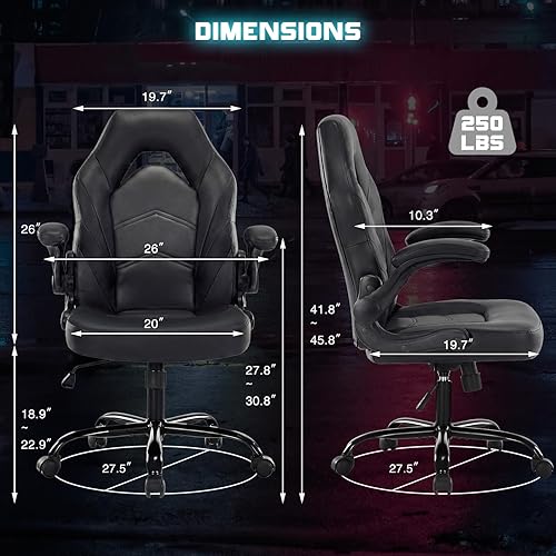 Miniatura 3 de DUMOS Silla ergonómica para juegos de computadora, escritorio de oficina en casa con soporte lumbar de piel sintética, juego de video grande y alto
