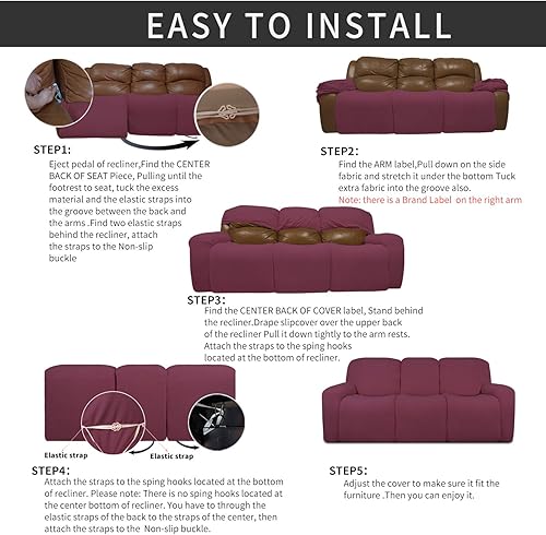 Miniatura 512 de Funda elástica para sofá reclinable de fácil colocación, Tela mezcla de poliéster Algodón, Arena