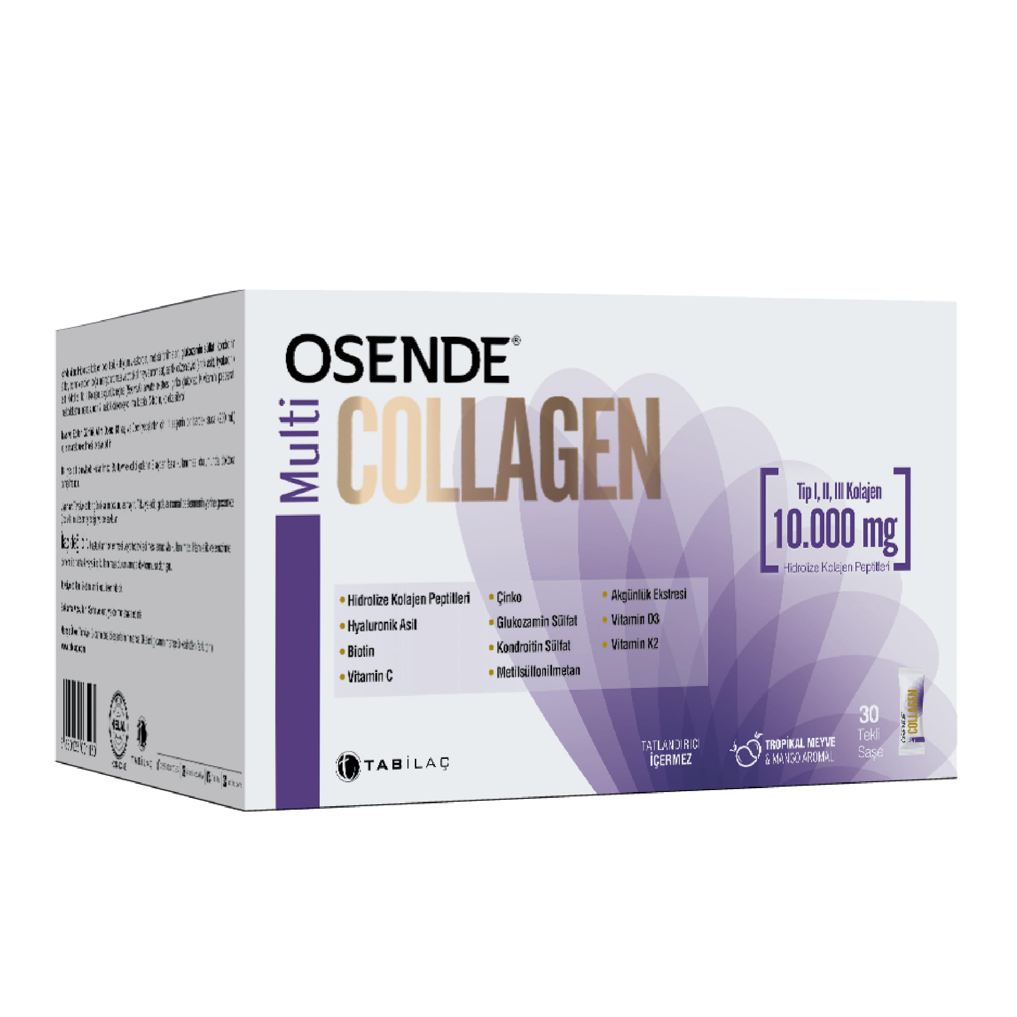 Osende Multi Collagen Hidrolize Kolajen Peptitleri, MSM, Kondroitin, Glukozamin Sülfat, Hyaluronik A