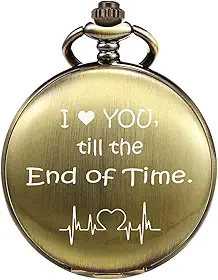 TREEWETO Relógio de bolso masculino presentes para marido, namorado, aniversário, dia dos namorados, casamento, dia dos pais, Natal, gravação personalizada para ele