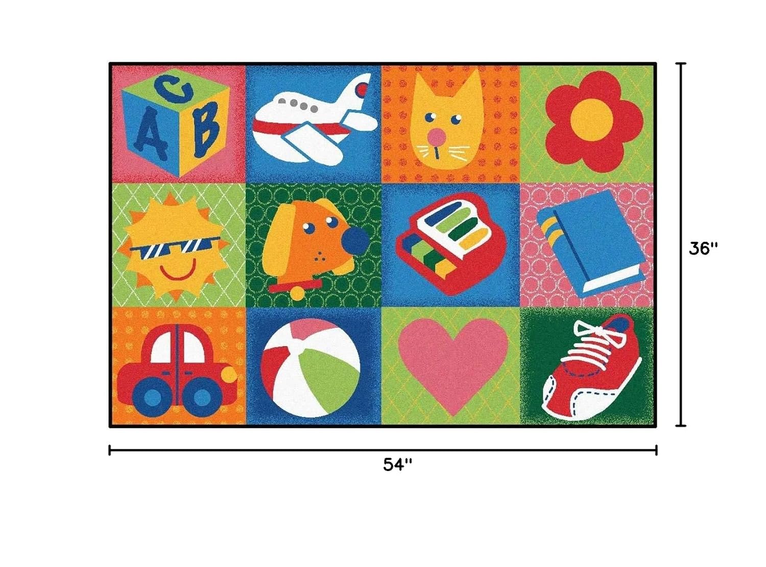 Carpets for Kids KID$Value Rugs 36.25 Toddler Fun Squares Playroom 3ft x 4ft 6in Rectangle Multi Color