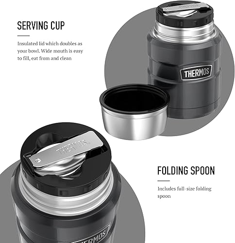 Miniatura 10 de Thermos Frasco de comida King de acero inoxidable, capacidad de 15.9 fl oz, elegante frasco multiusos para preparación diaria de alimentos, acero