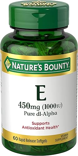 Miniatura 1 de Natures Bounty Cápsulas blandas de vitamina E 1000 UI apoya la salud antioxidante y el sistema inmunológico 1 paquete 60 cápsulas blandas