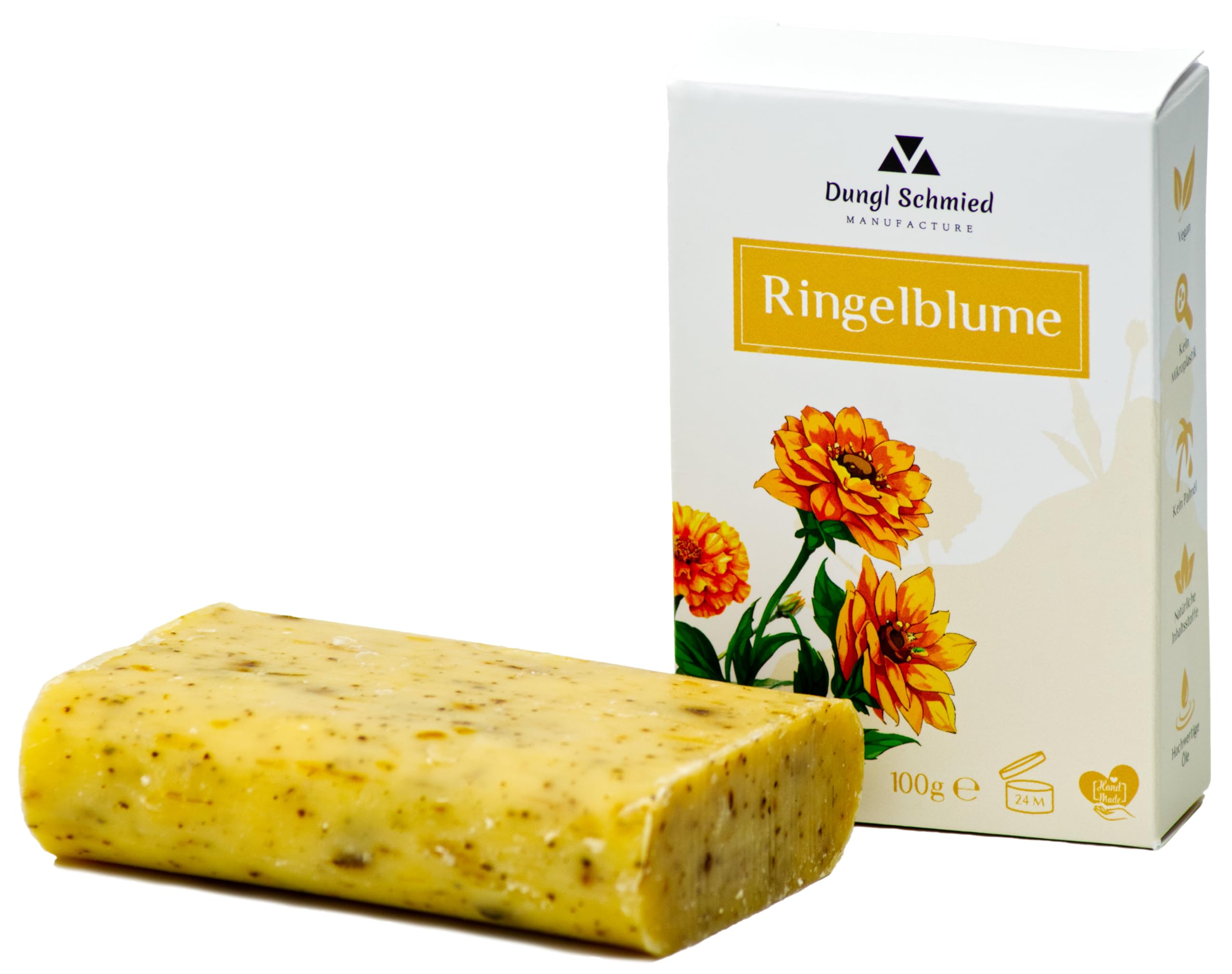 Dungl Schmied Solid Soap Marigold, Handmade Soap, Natural Soap without Palm Oil, Care Soap, Body Soap for All Skin Types