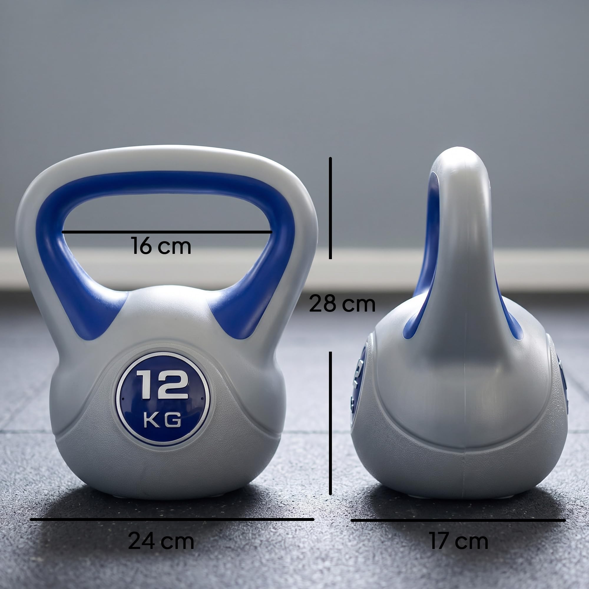 SPORTNOW Pesa Rusa 6 kg Kettlebell con Mango Ancho Violeta y Gris | Revestimiento de PU y Relleno de Arena, para Entrenamiento Culturismo, en Casa, Gimnasio