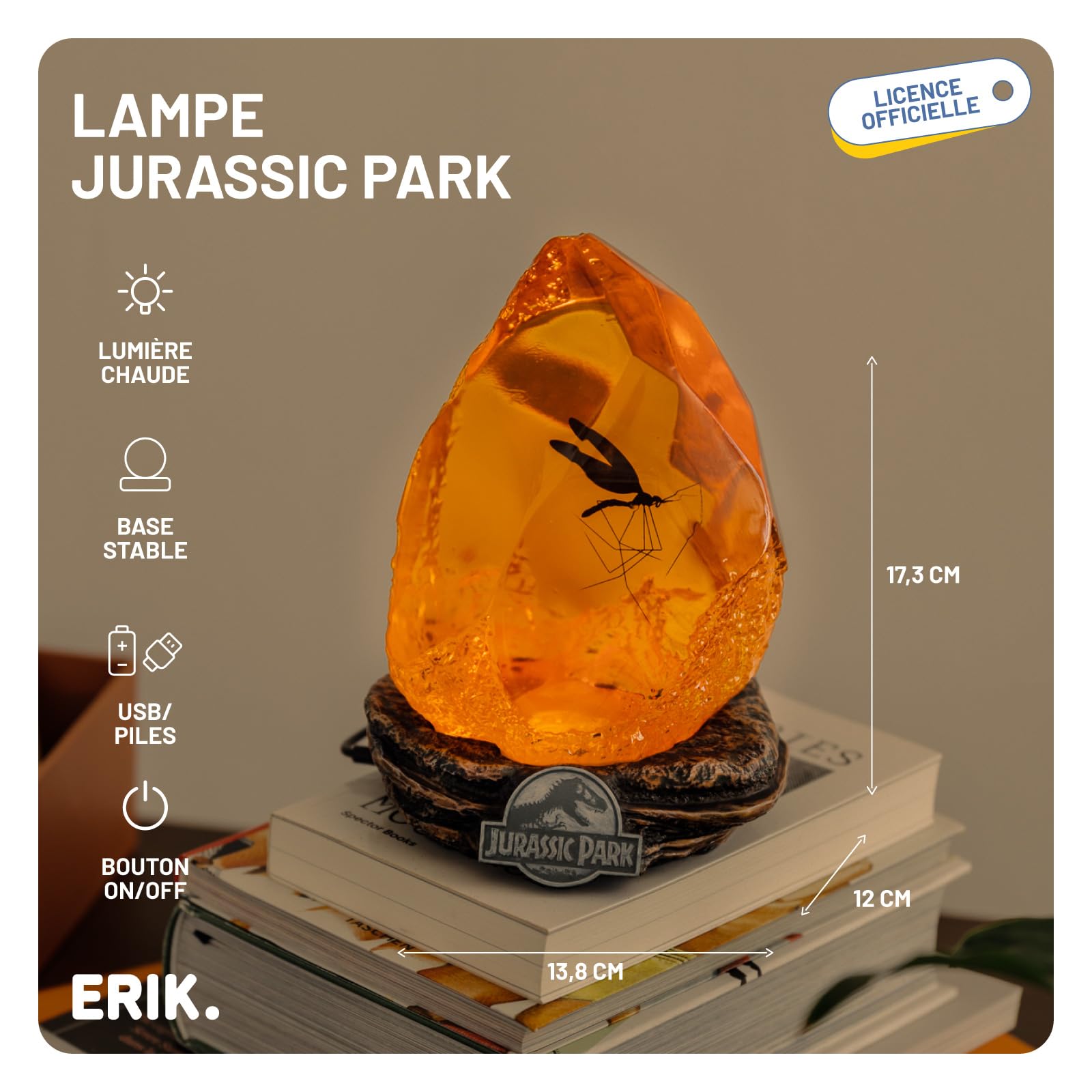 Grupo Erik Lampe Décorative Jurassic Park Réplique en Résine Lampe Geek