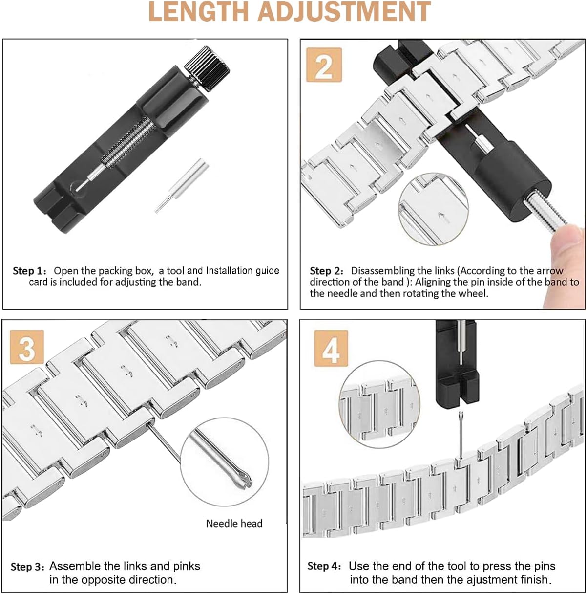 Bands Compatible with Samsung Galaxy Watch 3 (45mm), 22mm S Texture Rhinestone Diamond Stainless Metal Strap with Bezel Ring Cover Replacement for Women Men (Silver) - Image 7