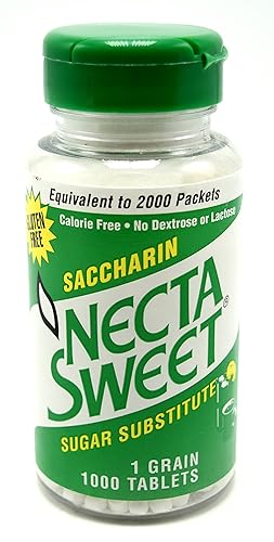 Necta Sweet Saccharin Tablets 1 grano 1000 Tablet Botella Pack de 12 Necta Sweet Saccharin Tablets 1 grano 1000 Tablet Botella Pack de 12
