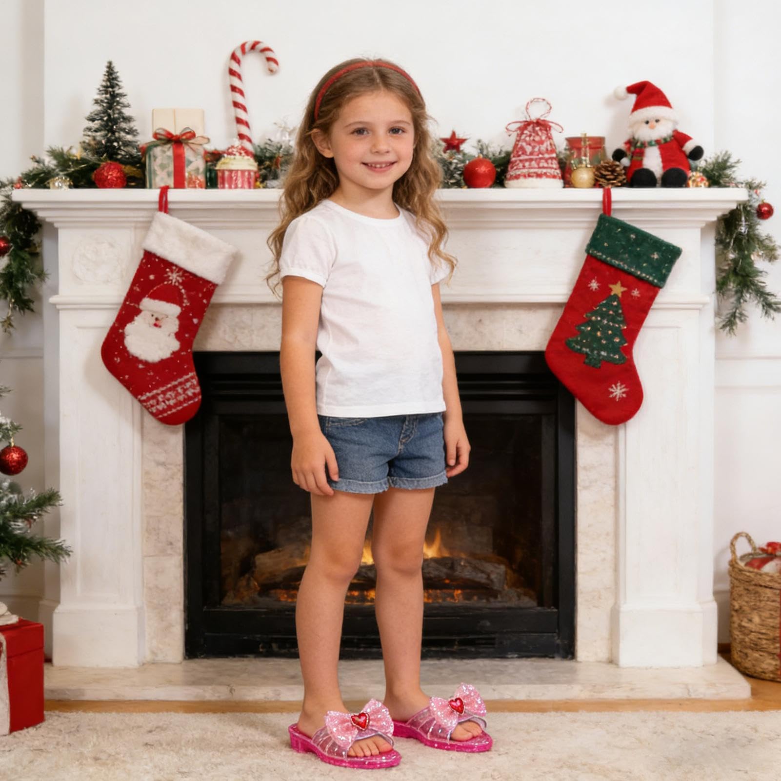 Prinzessin Spielschuhe Set - Glänzende Keil Highheels Krone Optik, Kinder Rollenspiel | Kreative Verkleidung Auftritts Accessoire Stil Konzept, Zauberhafte Kostüm Ergänzung mit Geburtstag Bühne Fest E