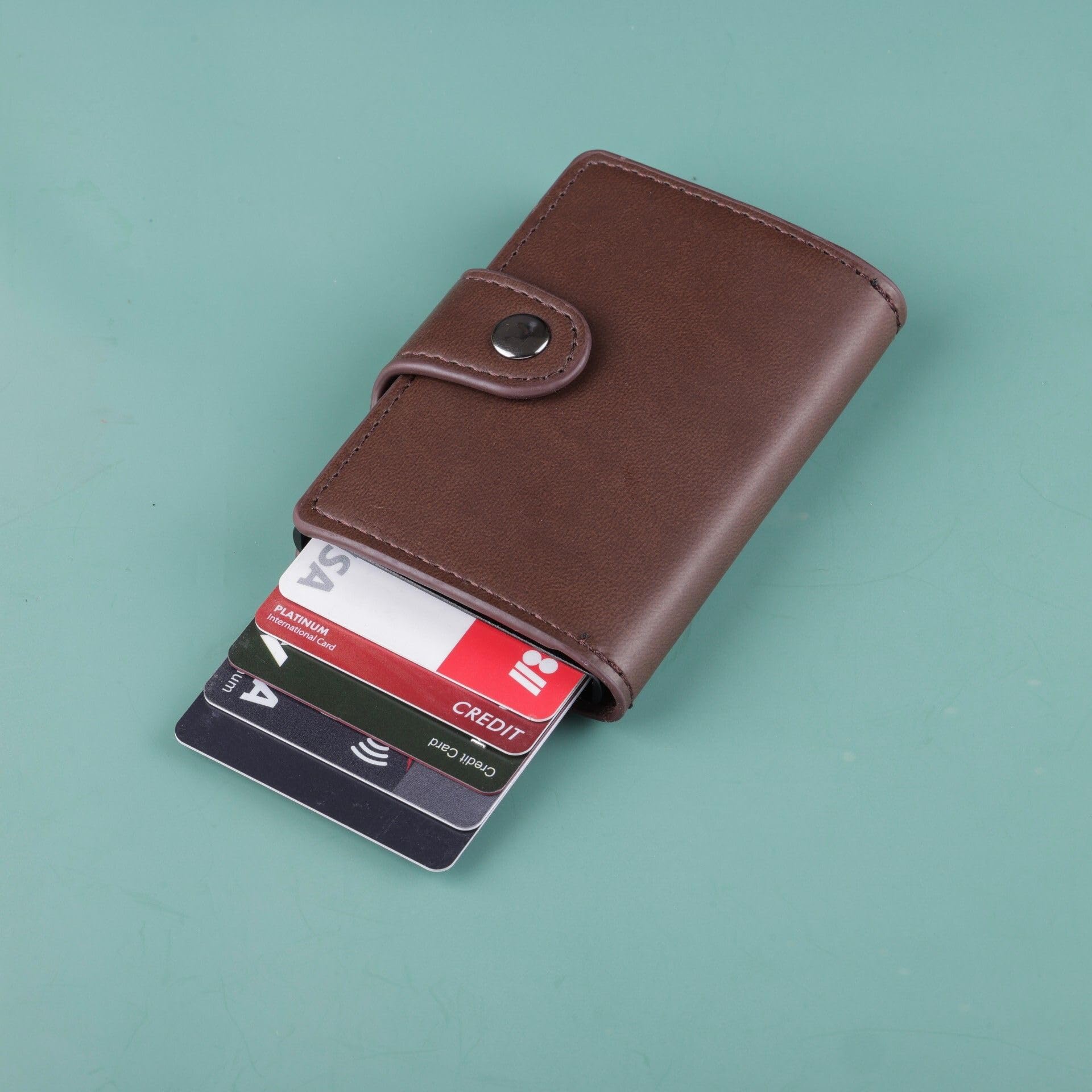Slim Skinny Fit Card Wallet for Men and Women (42.Leather ATM Dark Brown)-image-49