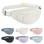 Frenou Large 4-Zipper Waist Pack Crossbody Belt Bag for Running Fanny Pack for Women and Men Crossbody Belt Bag Bum Bag with Adjustable Strap for Sports Creamy White