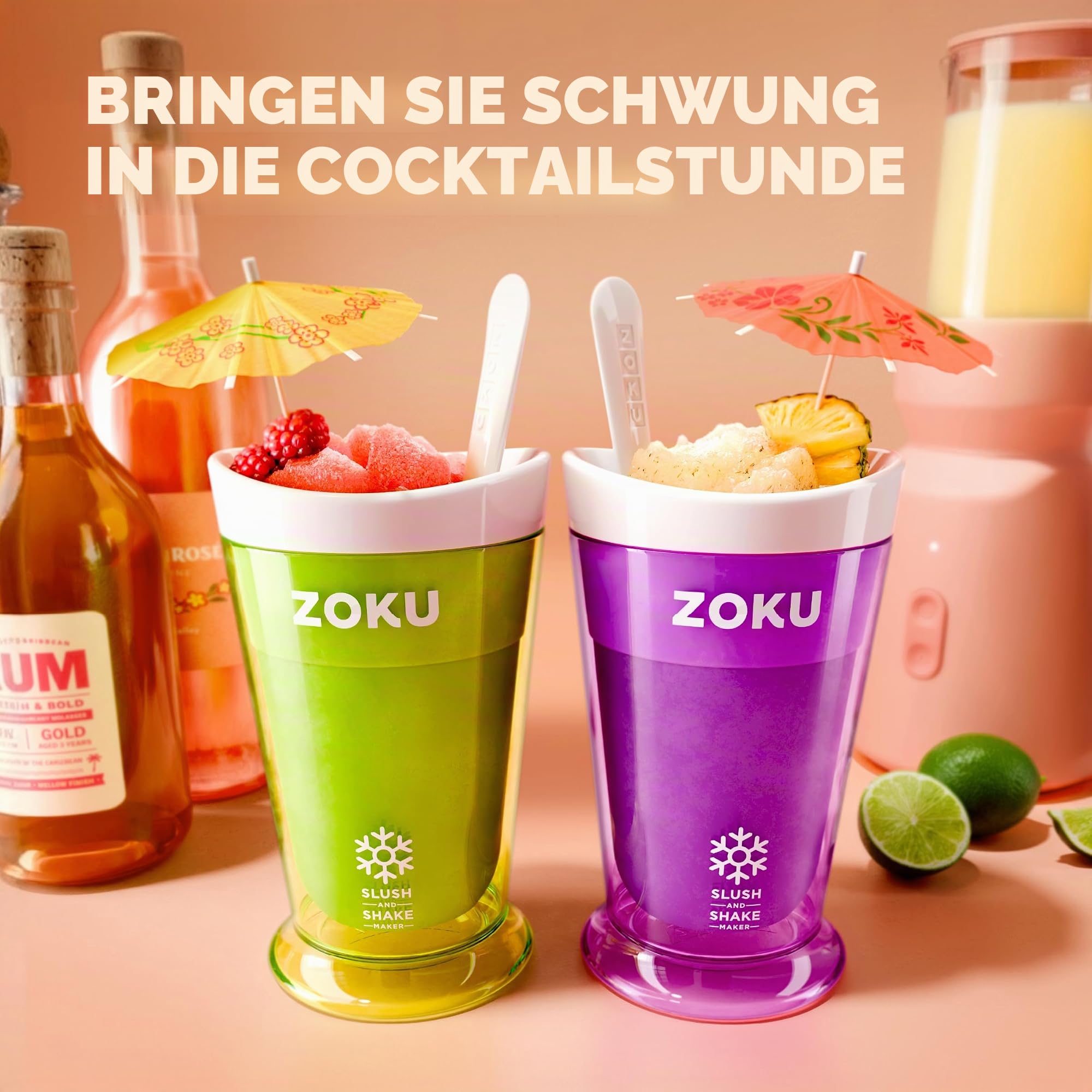 Slush en Milkshake Maker, Eenhoorn, Polypropyleen/Kunststof, BPA vrij, Roze - Zoku | Kein Strom erforderlich, Gefrier-Kernbecher macht Slushies in 7 Minuten, Einzelportion, BPA-frei