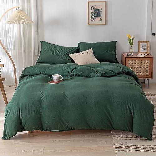 DOUH - Juego de funda de edredón de algodón de 3 piezas, ultrasuave, funda de edredón y almohada, estampado sólido, juego de cama para niños y