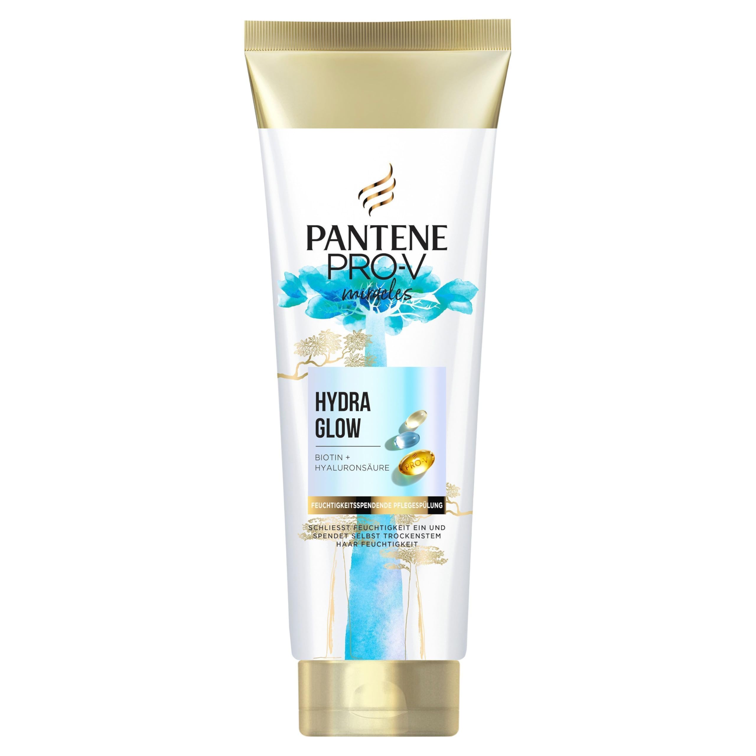 Pantene Pro-V Hydra Glow Feuchtigkeitsspendende Pflegespülung mit Biotin 160ml. Pro-V Miracles Pflegespülung mit Hyaluronsäure für Trockenes Haar. Für Geschmeidige Locken & Gesunden Glanz