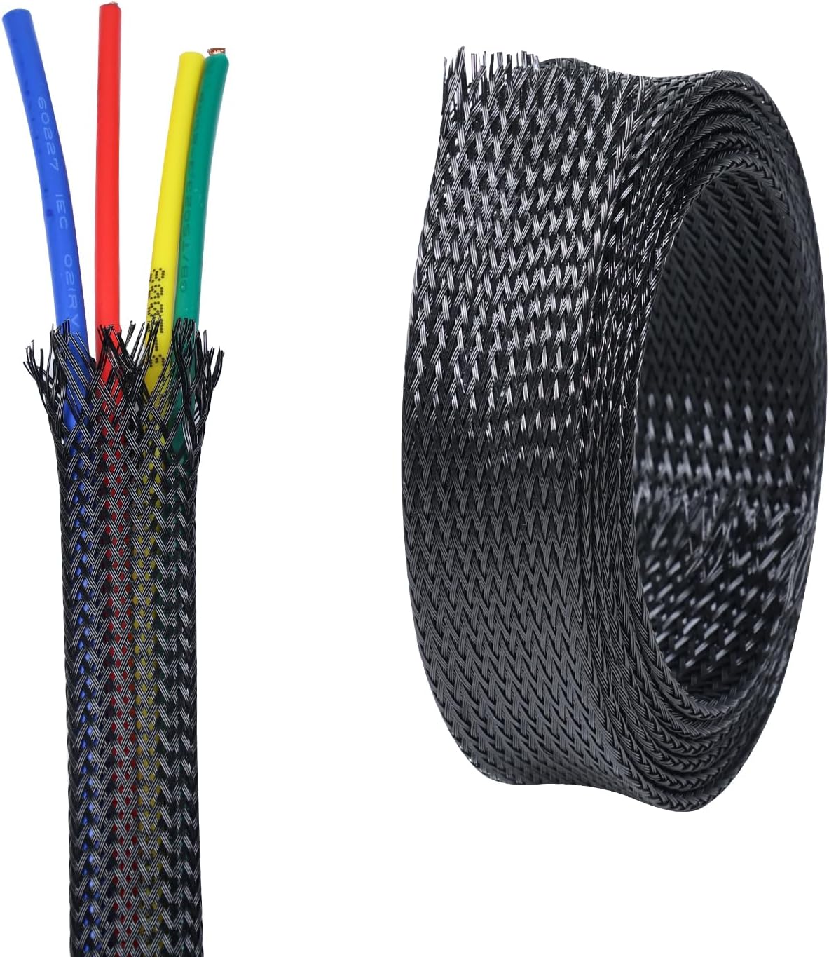 PET Expandable Braided Cable Sleeve Wire Loom Wrap Management Organized for Automotive Harness Home Audio Computer USB Power Cable Protect (20mm or 3/4, 6M)
