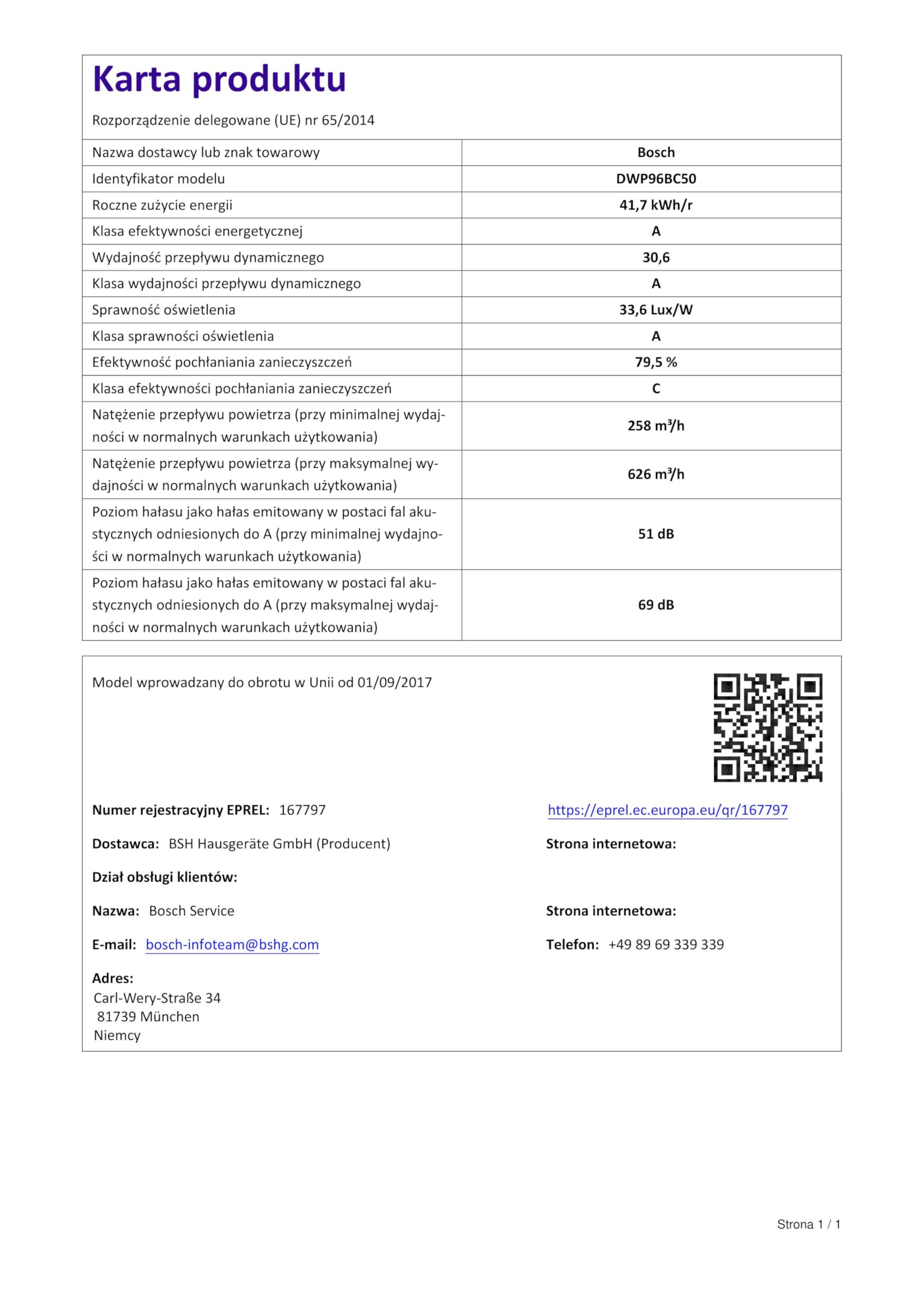 Bosch DWP96BC50 Serie 2 Wandesse, 90 cm breit, Um- & Abluft, Made in Germany, LED-Beleuchtung gleichmäßige Ausleuchtung, Drucktastenschalter, 3 Leistungsstufen, Metallfettfilter spülmaschinengeeignet