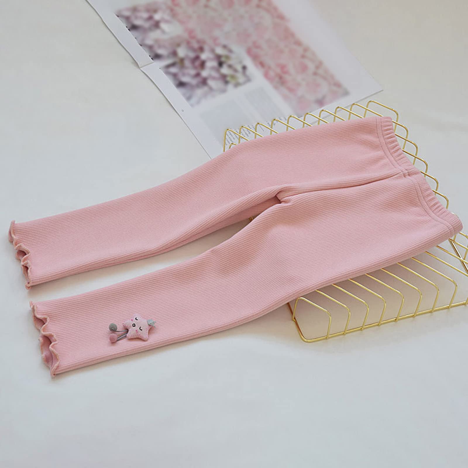 Girls Toddlers' Leggings Casual Stretch Pants Comfortable Bottoms Kids Comfy Footless Tights Baby (Pink, 2-3 Years)