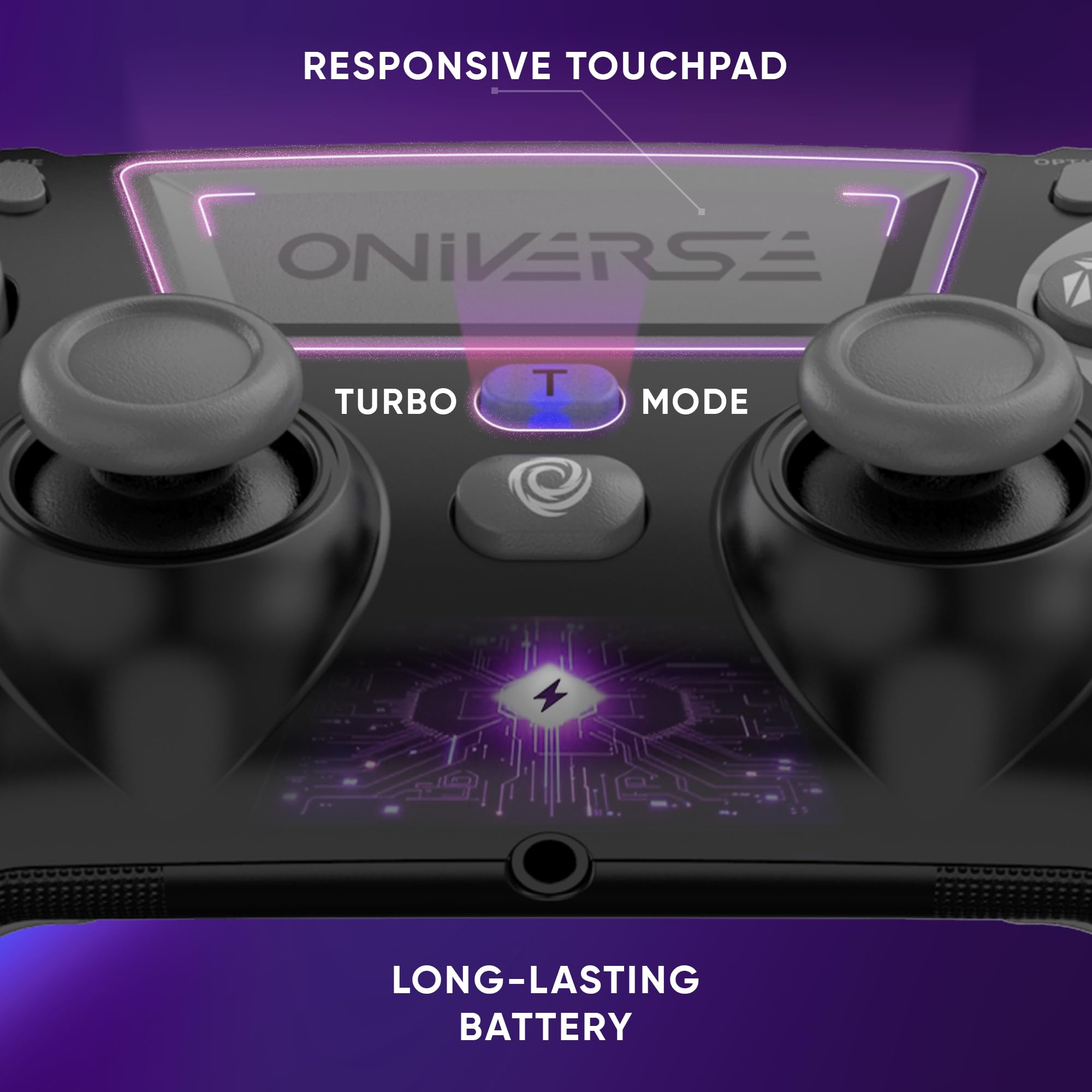 Oniverse Bezprzewodowy kontroler do PS4 PS3 PC Android iOS, gniazdo słuchawkowe, joystick z efektem hali, akumulator 1000 mAh, przyciski makro, funkcja budzenia, 6-osiowy żyroskop, Revolt Black
