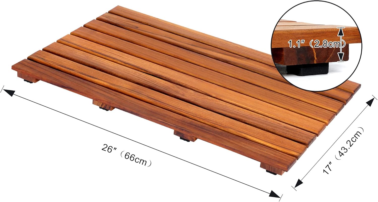 Teak Bathtub Tray and Teak Shower Mat L Bundle