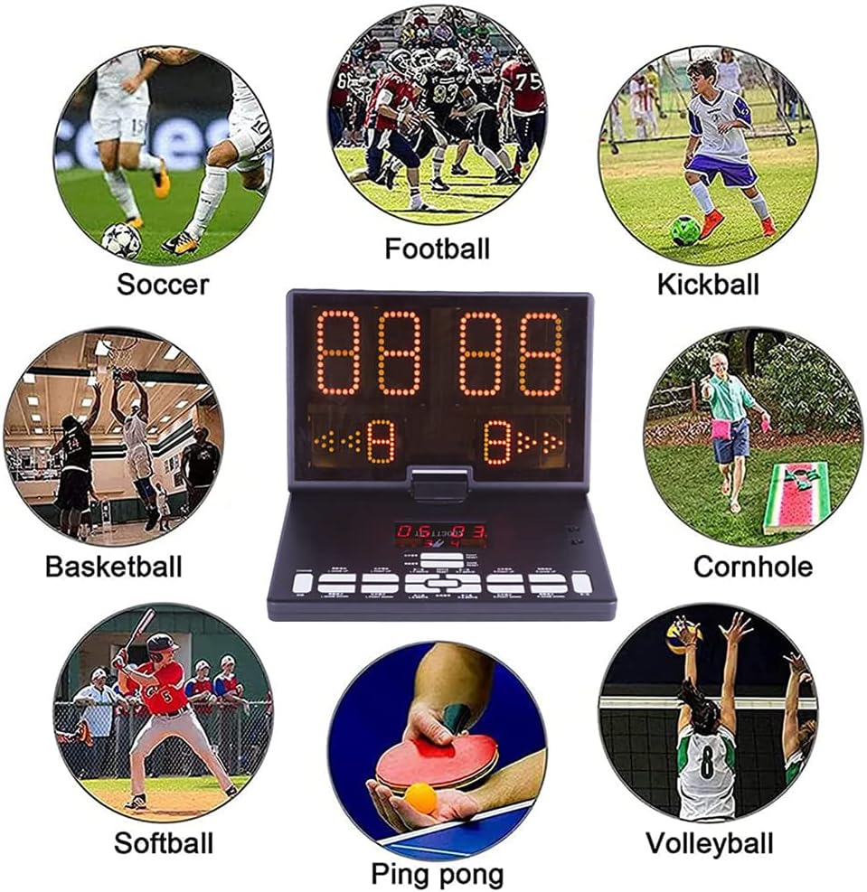 Portable Led Table Tennis Scoreboard,Display Can Be Rotation,Auto Save Data,for Indoor Games Pong,Volleyball,Basketball
