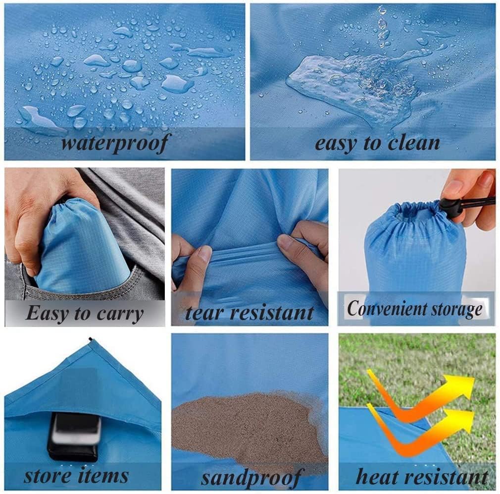 Picnic Blanket ，Outdoor Blanket，Multi-purpose pad Beach Mat Picnic Blanket Outdoor, 100-200cm Water Resistant Sand Proof Picnic Blanket Foldable Park Blanket with Storage Bag Washable Rug for Family C