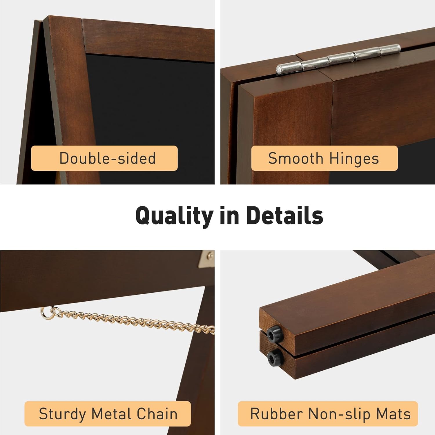 DOLLAR BOSS 40" x 20" A-Frame Chalkboard Sign Double-Sided Magnetic Sandwich Board Solid Pine Wood Frame Stable Freestanding Menu Display for Outdoor, Café, Wedding, Business, Dark Brown
