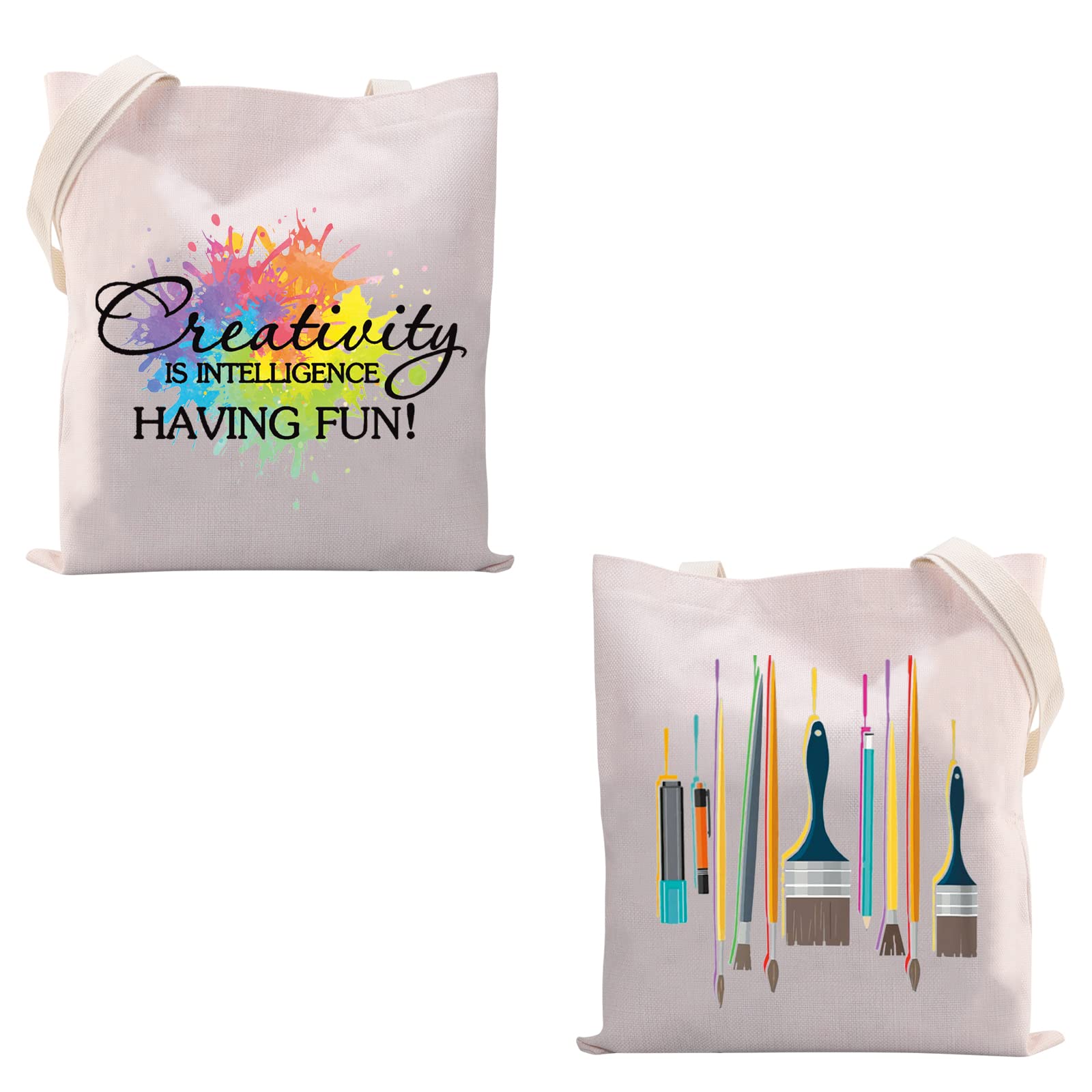 Artist Tote Bag Painter Gift Bag Creativity is Intelligence Having Fun Art Teacher Gifts Art Student Gifts Artist Supply Bag (Creativity is Intelligence TB)
