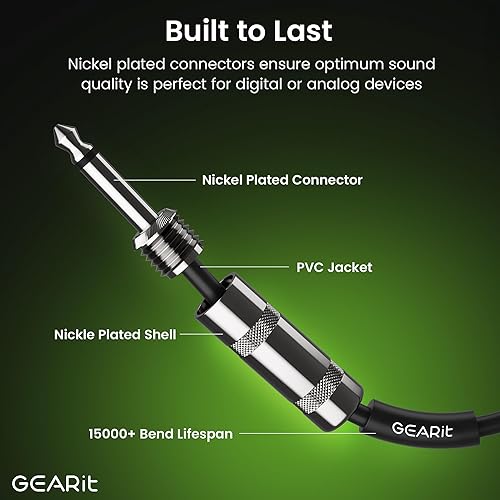 Miniatura 7 de GearIT Cable de altavoz profesional (6 pies) 12 AWG de cobre puro de 14 pulgadas a 14 pulgadas TS recto macho a macho para amplificador, gabinete de