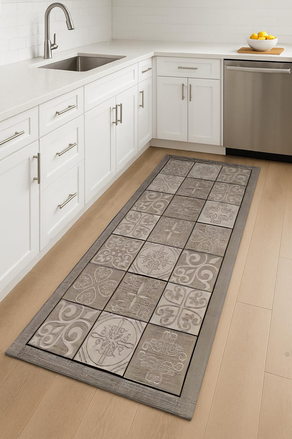 Tappeto Cucina Antiscivolo Lavabile - 55x80cm - Made In Italy - Colore Maiolica/Tortora - Foto 9