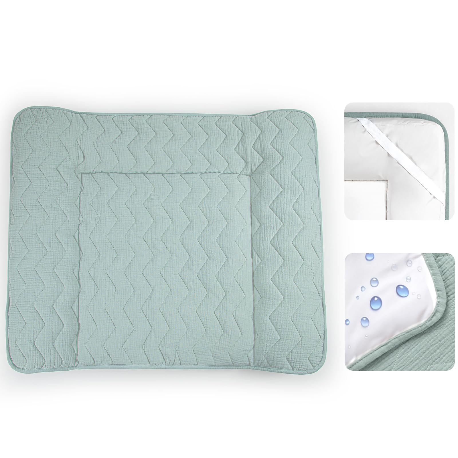 lulumoon Wickelauflagenbezug für Wickelauflage 75x85 cm: Musselin Baumwolle mit hoher Saugfähigkeit – Auslaufsichere Wasserdicht Rückseite – waschbarer Wickelauflage für Baby