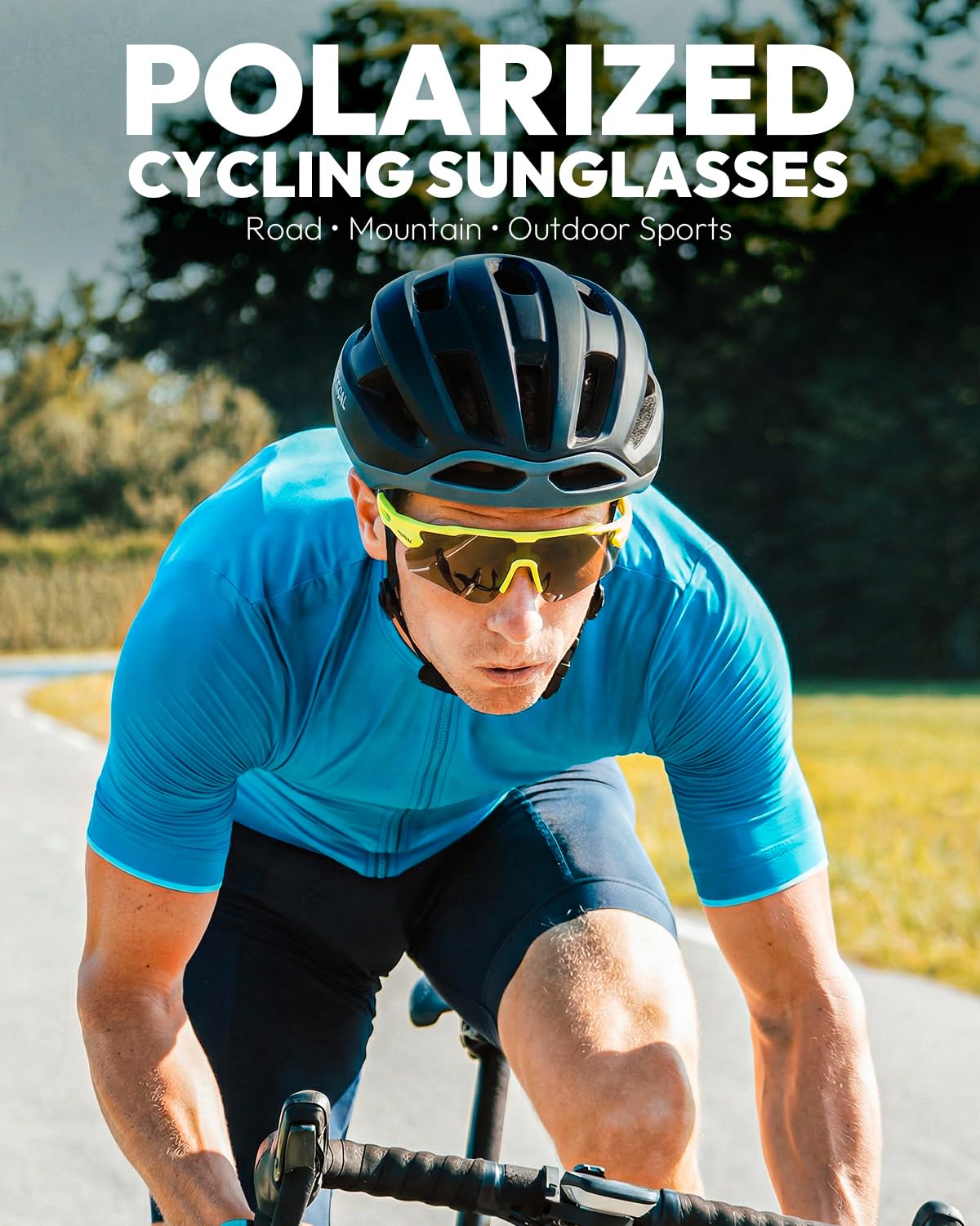 Victgoal Lunettes de cyclisme avec verres polarisés, protection UV400, anti-reflet, lunettes de soleil pour homme et femme, monture TR90, ultra légères, pour sports de plein air, cyclisme, course à