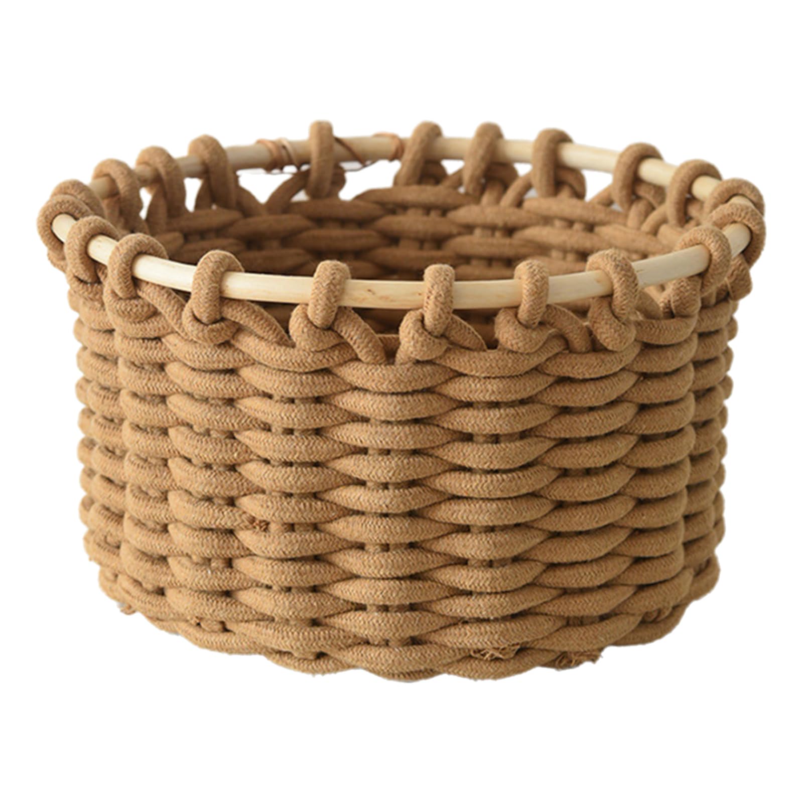 Buxuaaaa Khaki Large Sturdy Storage Baskets Rope Woven Bins Functional Handwoven Home Storage Baskets For Efficient Home And Use Round Bin