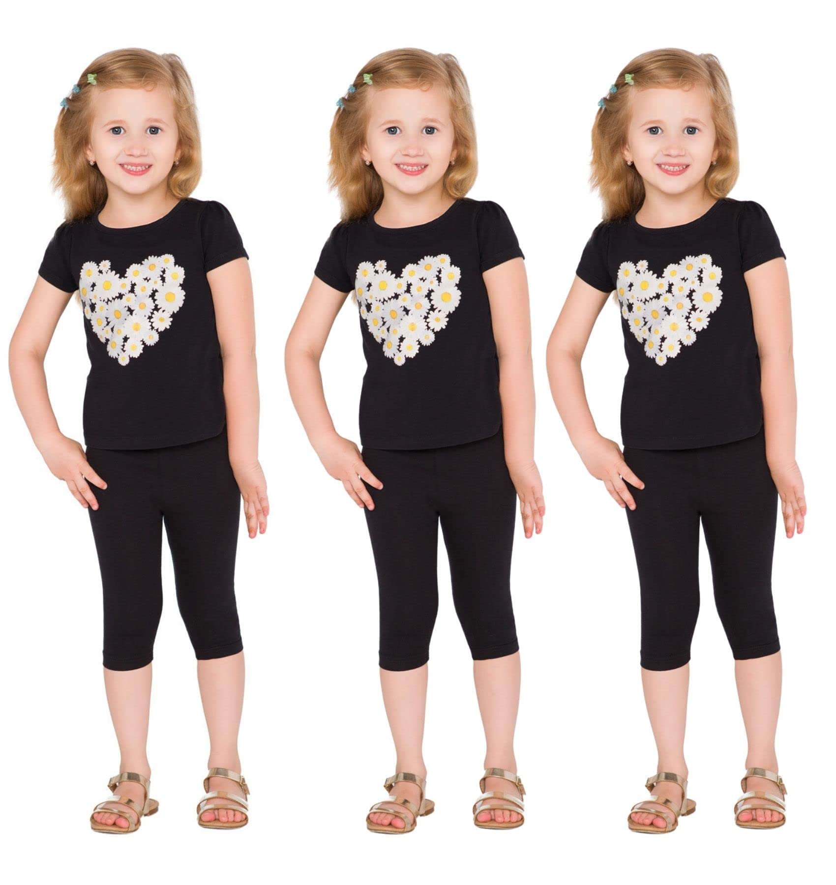 hi!mom Girls Cropped Leggings 3/4 Lenght - Cotton Basic Opaque Stretchy Dance Sport School Summer Capri Leggings - Pants for Kids Leggings — view 18