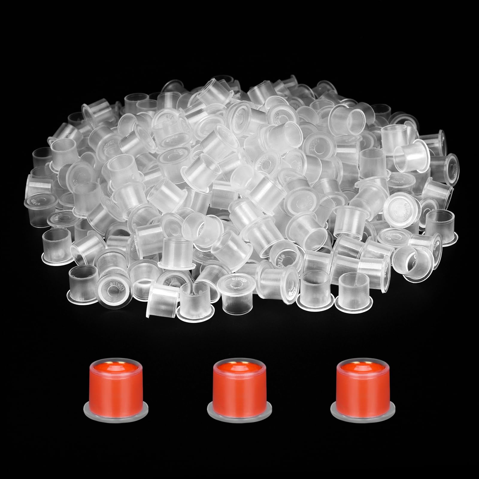 ATOMUS 300Pcs Tattoo Ink Cups with Base Pigment Cups Small Ink Container for Tattoo Kit Tattoo Supplies