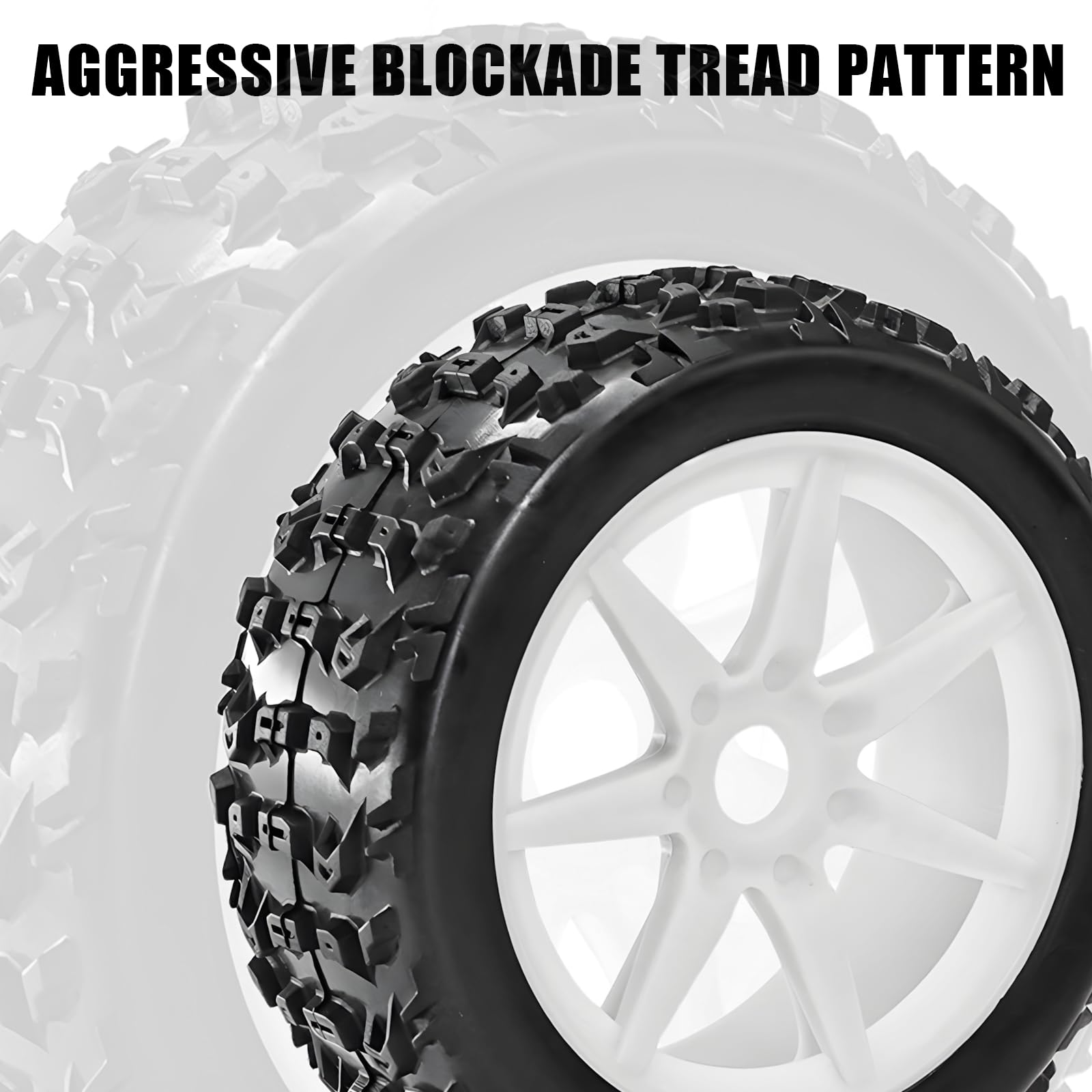RcThjia 1/8 RC Off-Road Buggy Racing Tires and Wheels 17mm Hex RC Tires with Foam Inserts for ARRMA 1/8 Typhon 3S/6S Losi 8IGHT HongNor FS Racing KYOSHO MP10 MP9 MP9e Neo HSP Hyper. (4PCS/Set) - Image 3