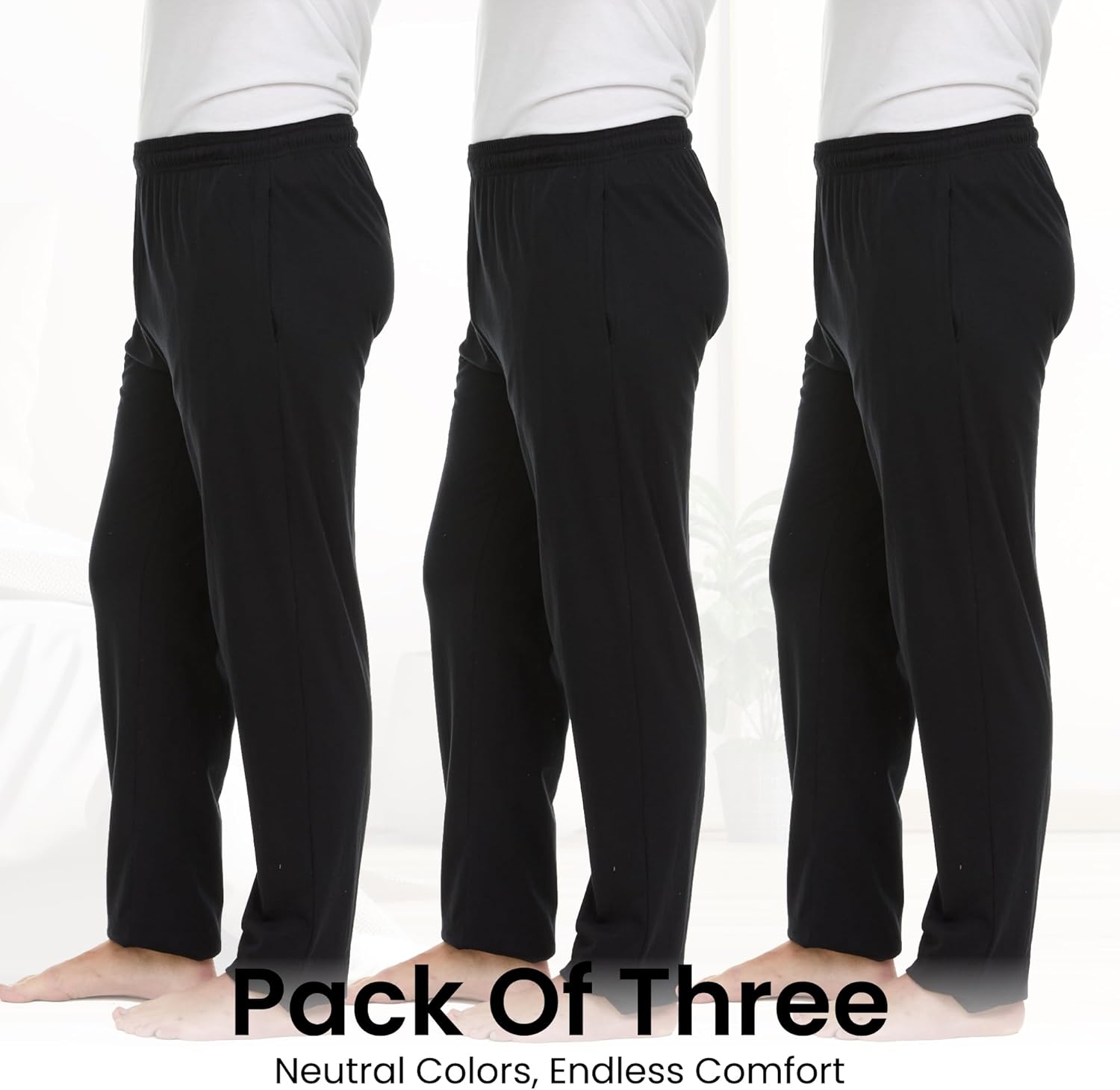 Men's 100% Cotton Jersey Active Lounge Sleep Pajama Pants for Men - 3 Pack - Image 5