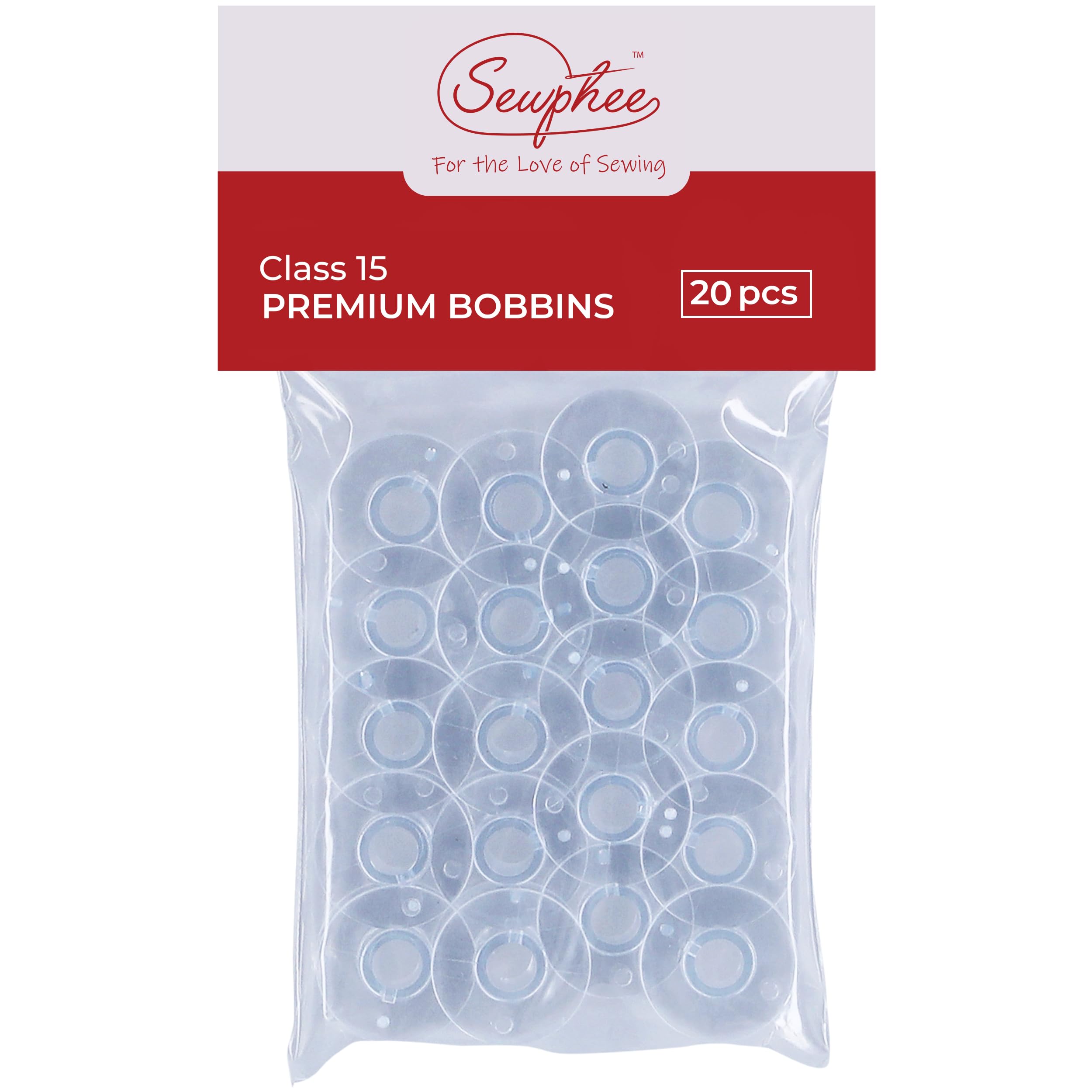 Sewphee 20 Pcs Sewing Machine Bobbins - Premium Class 15 Bobbin - Fits Singer Sewing Machine Accessories - Plastic Bobbins Precision Made in Taiwan (81348)