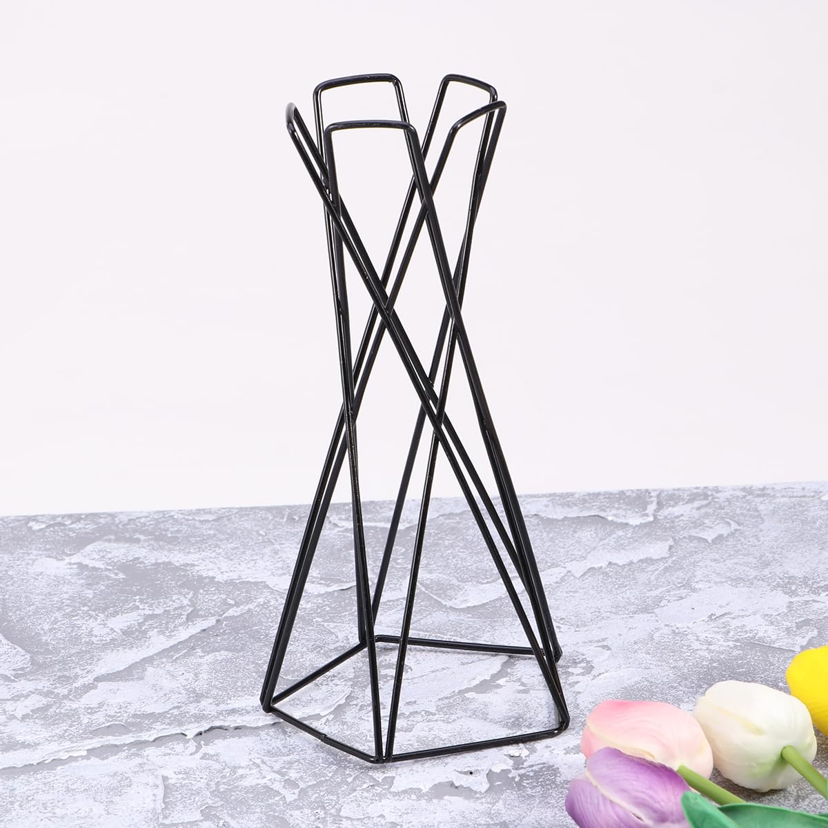 Lot de 2 grands conteneurs en métal pour plantes d'intérieur - Support pour plantes aériennes - Noir - Décoration de chambre - Support mural pour fleurs - Grand support de suspension de bureau