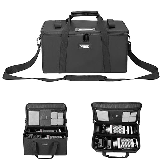 FOMITO AB-20B Foldable Camera Bag for DSLR/Gimbal/Drone 35x21x20cm Shockproof Case Foam Compartments & Carry Handle (Medium)