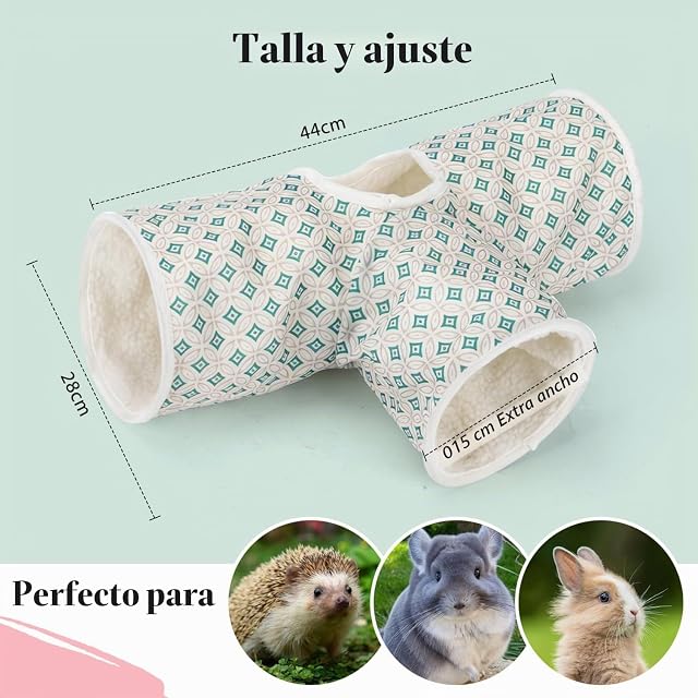 Foto 3 de 8 de Nobleza Túnel para Conejos y Cobayas, Túnel de 3 Vías de Tela Oxford Resistente a Mordeduras