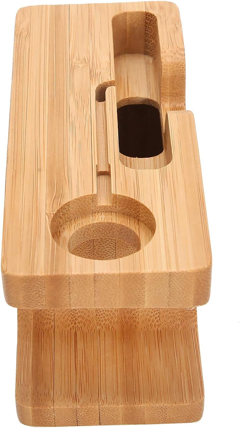 Bamboo Charging Dock Station Convenient Lightweight Phone Watch Holder for Office Home Car 5.4 X 2.1 X 2.3in