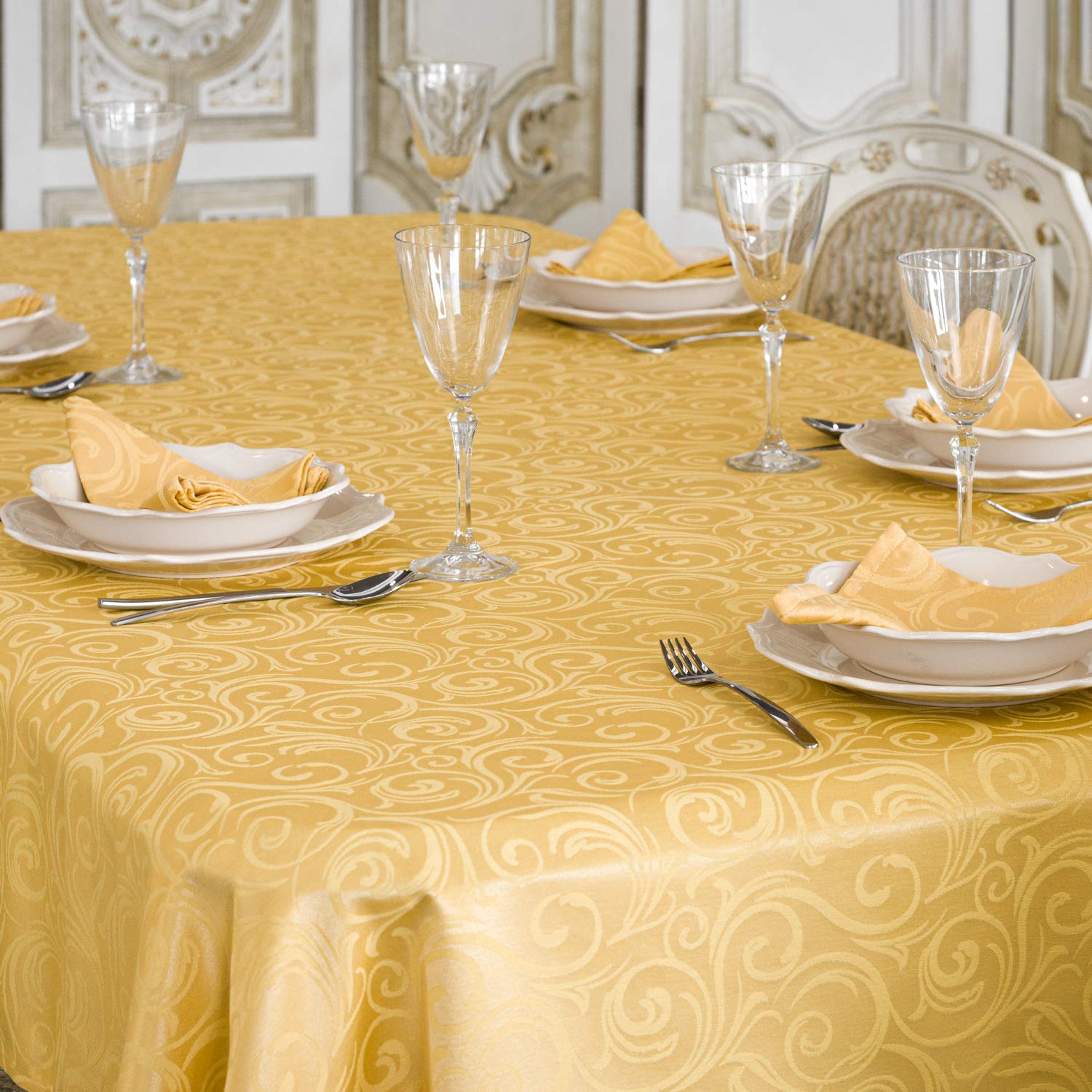 BGEUROPE Tovaglia - Antimacchia - Oro - Ref. Lyon - 150cm x 300cm