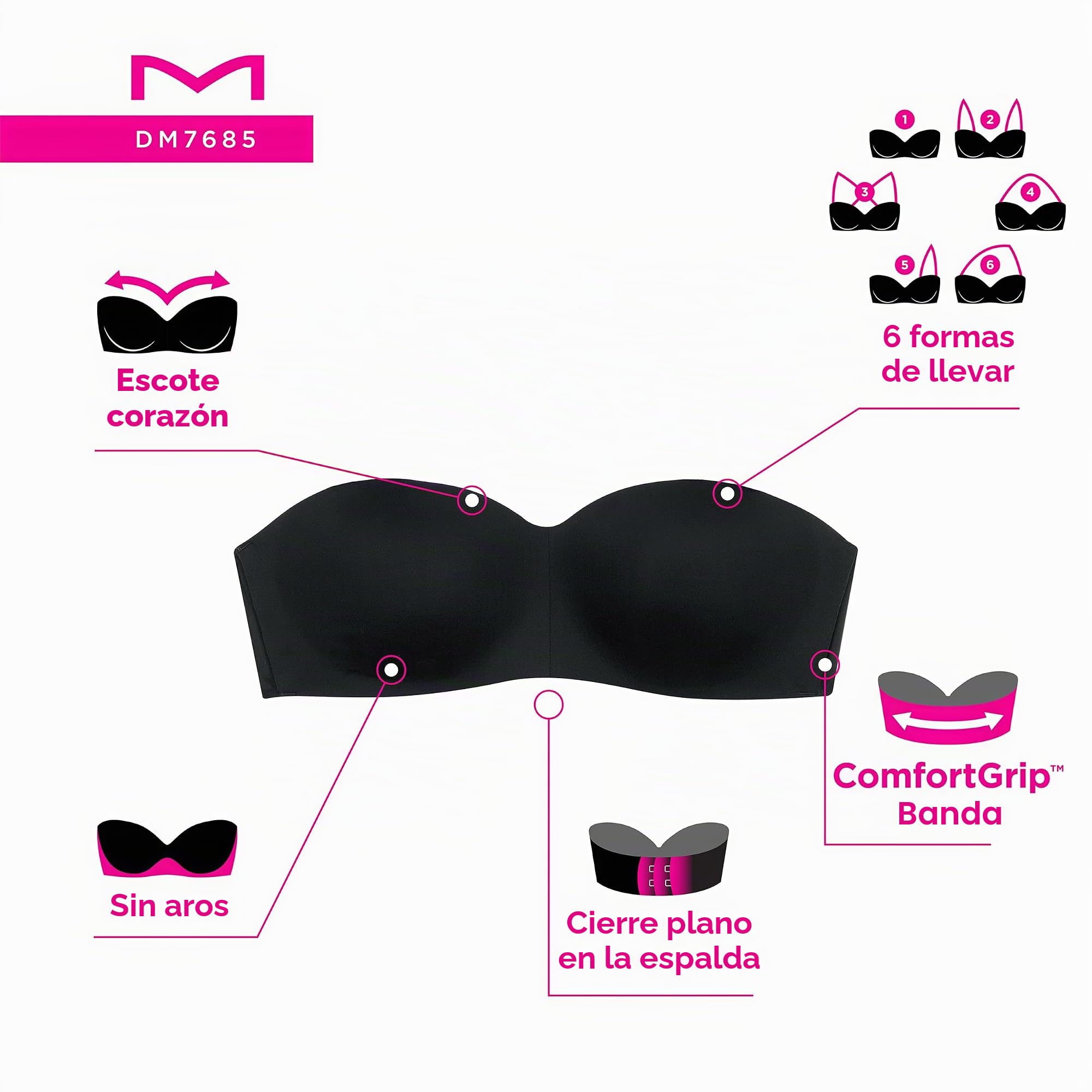 Maidenform Tailored Strapless Wire Free Bra Sujetador, Opaco para Mujer