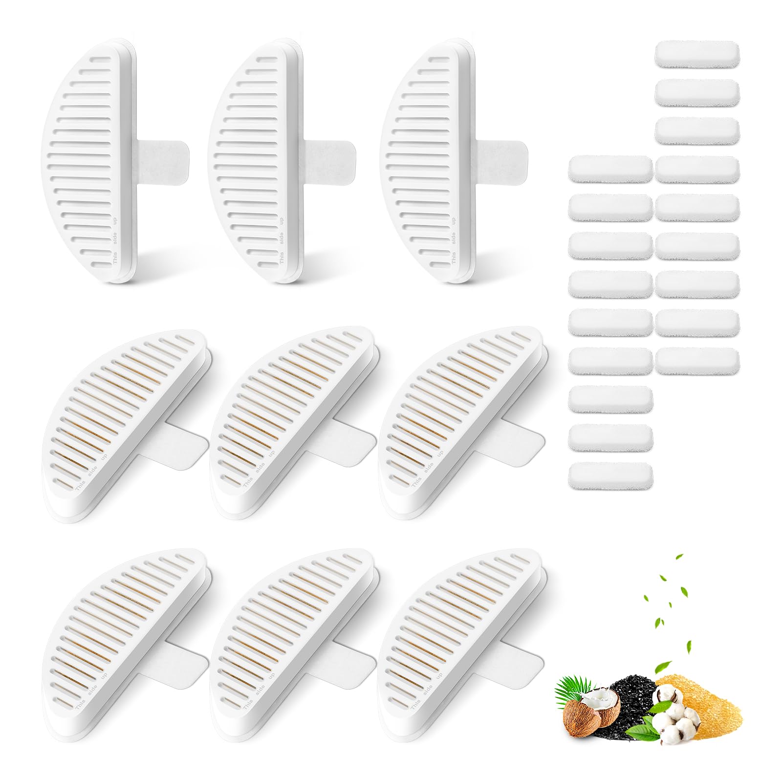 Cat Fountain Filters for Wireless Operated 67oz/2L, 9 Pack Replacement Filters & 18 Pack Replacement Filter Sponges for 67oz/2L Automatic Pet Fountain