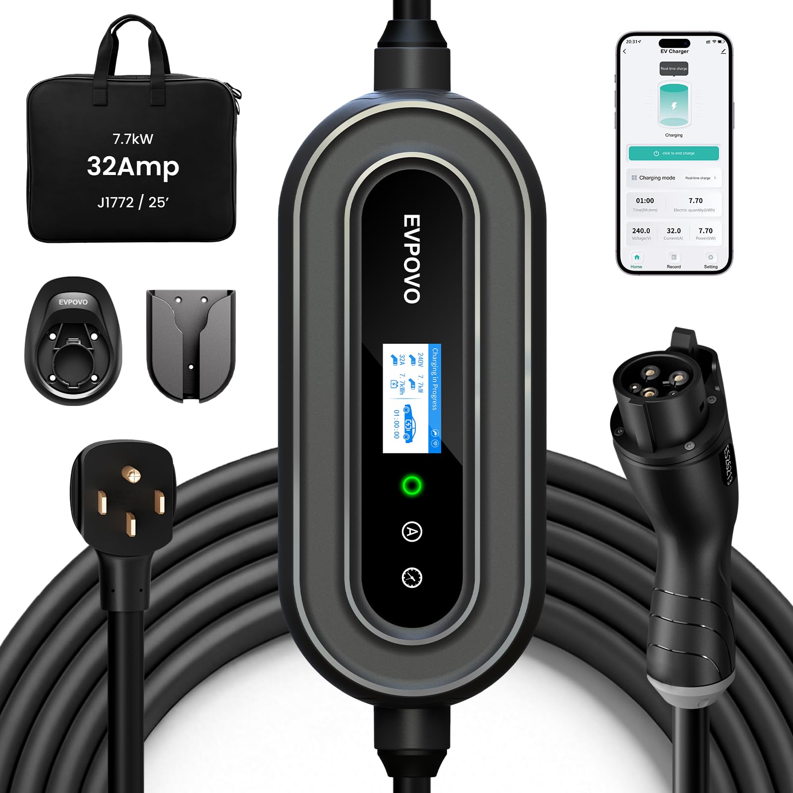 EVPOVO Portable Level 2 EV Charger