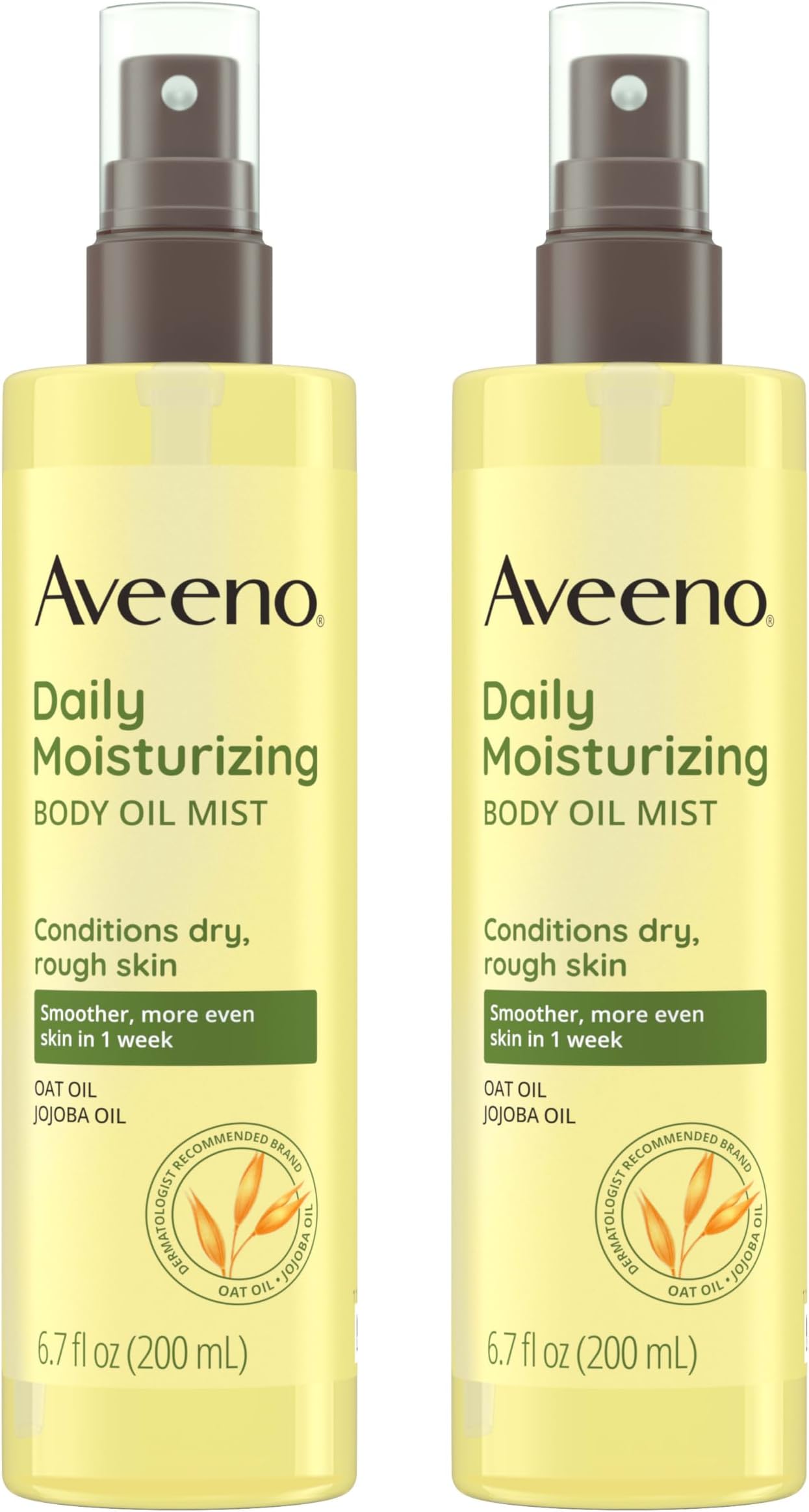 Daily Moisturizing Body Oil Mist with Oat & Jojoba Oil for Dry Sensitive Skin, Nourishing Body Spray for Smoother Skin, Paraben-, Silicone- & Alcohol-Free, Twin Pack, 6.7 fl. oz, 2 Pack