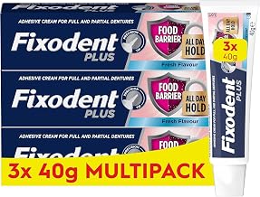 Plus Food Barrier Denture Adhesive, Fresh Mint Flavour, 40g x 3 Multipack – Strong Hold, Antibacterial Protection, Suitable for Full & Partial Dentures | SterlingSquare